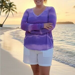 New Light Terra & Sky Lavender Long Sleeve Top size 3X